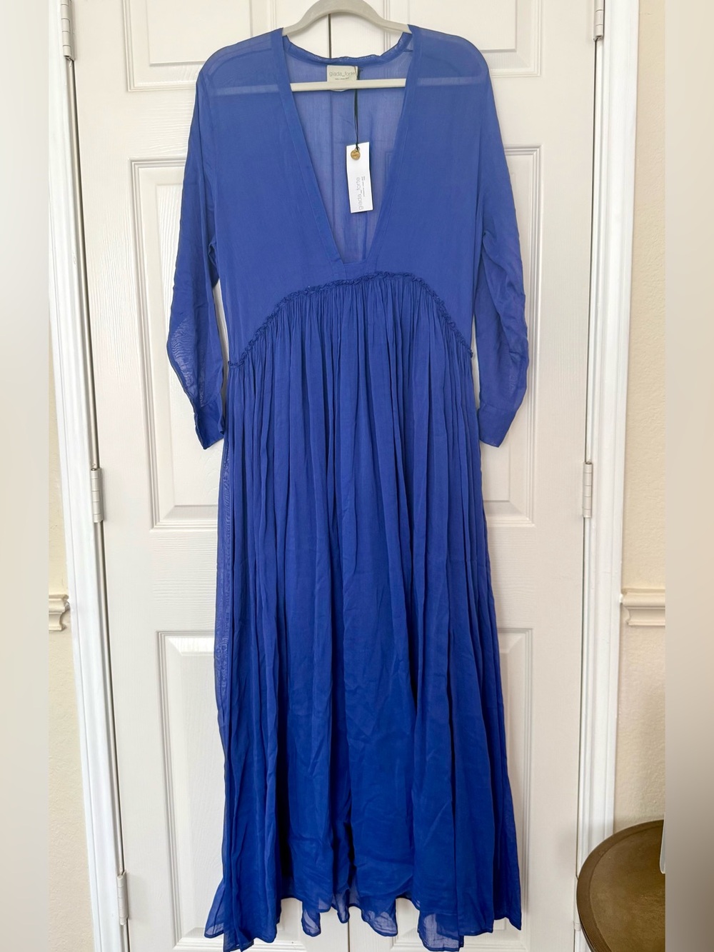 Giada Forte Cotton Silk Blue ‘Bluette’ Maxi Dress | Italy Estate 2015 | NWT
